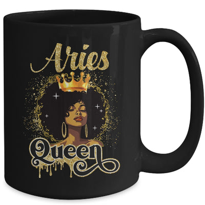 Aries Queen Birthday Afro Girls Black Zodiac Birthday Mug | teecentury