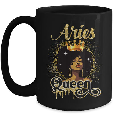 Aries Queen Birthday Afro Girls Black Zodiac Birthday Mug | teecentury