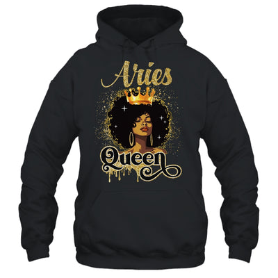 Aries Queen Birthday Afro Girls Black Zodiac Birthday Shirt & Tank Top | teecentury