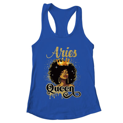 Aries Queen Birthday Afro Girls Black Zodiac Birthday Shirt & Tank Top | teecentury