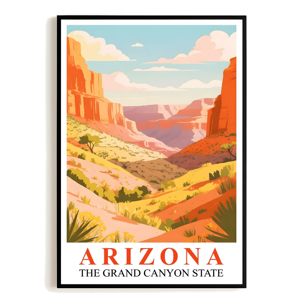 Arizona Print Travel Poster Colorful Desert Grand Canyon State National Park Souvenir Wall Art Landscape Painting For Home Living Room Office Bedroom Decor Unframed | teecentury