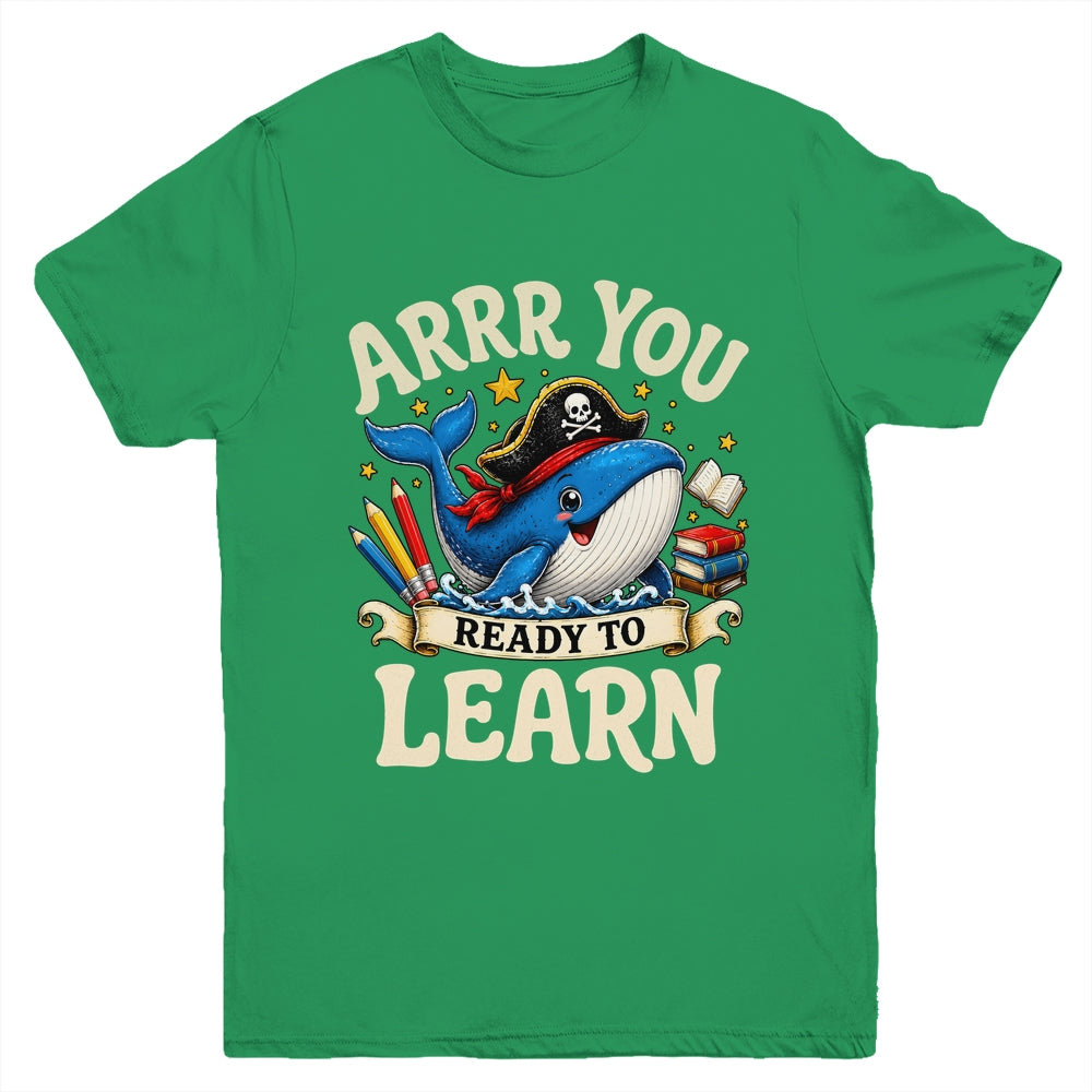 Arrr You Ready To Learn Pirate Whale Teacher Funny Humor Youth Shirt | teecentury