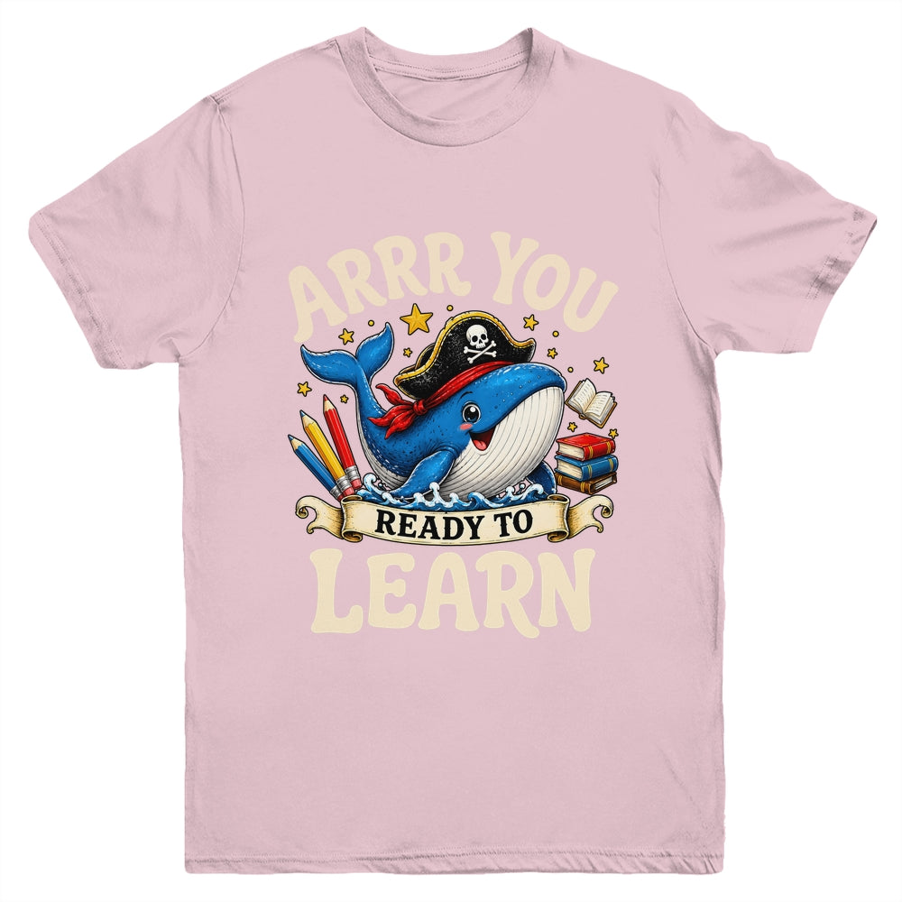 Arrr You Ready To Learn Pirate Whale Teacher Funny Humor Youth Shirt | teecentury