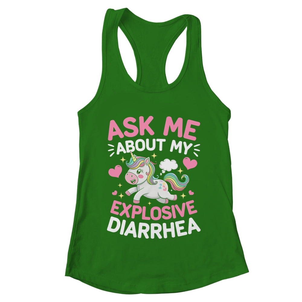 Ask Me About My Explosive Diarrhea Funny Poop Meme Unicorn Shirt & Tank Top | teecentury