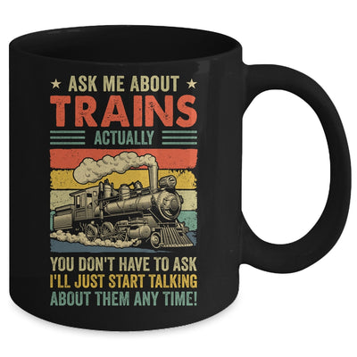 Ask Me About Trains Art For Men Women Funny Railroad Retro Mug | teecentury