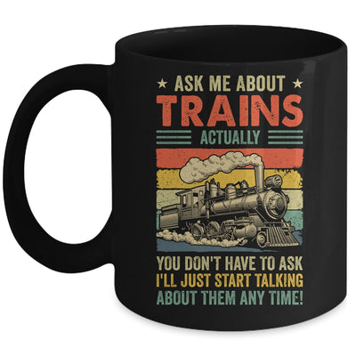 Ask Me About Trains Art For Men Women Funny Railroad Retro Mug | teecentury