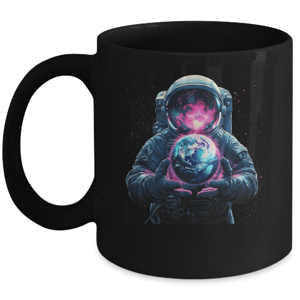 Astronaut Holding Planet Outer Space Galaxy Universe Science Mug | teecentury