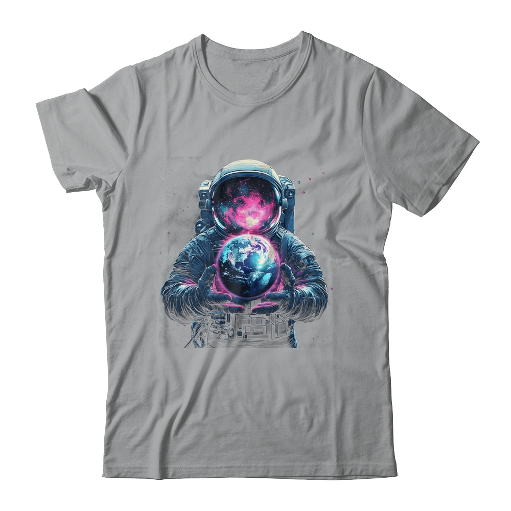 Astronaut Holding Planet Outer Space Galaxy Universe Science Shirt & Hoodie | teecentury