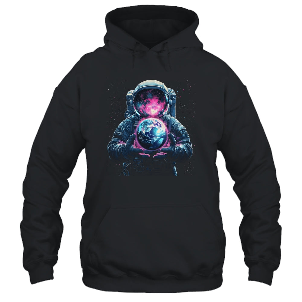 Astronaut Holding Planet Outer Space Galaxy Universe Science Shirt & Hoodie | teecentury