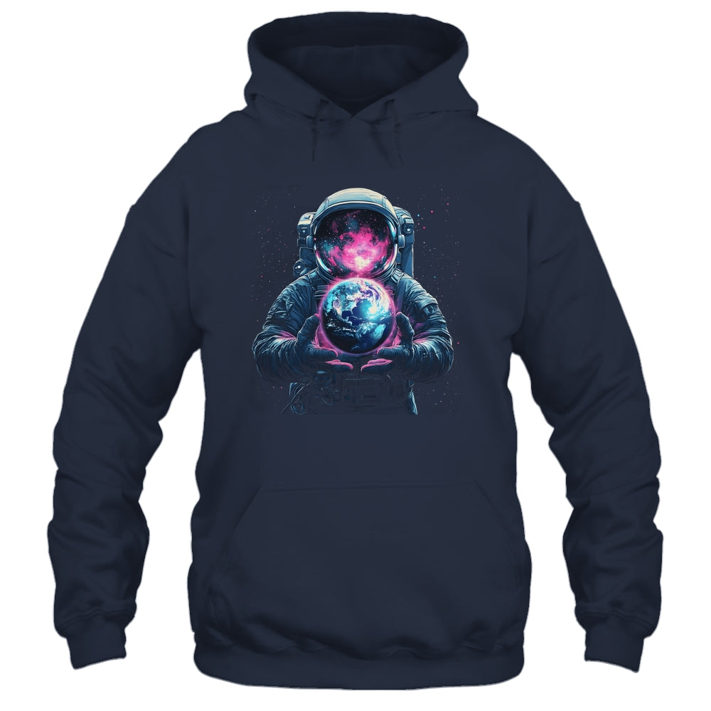 Astronaut Holding Planet Outer Space Galaxy Universe Science Shirt & Hoodie | teecentury