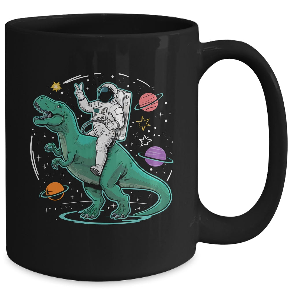 Astronaut On Dinosaur T-Rex Rock Space Rocker Boys Kids Mug | teecentury