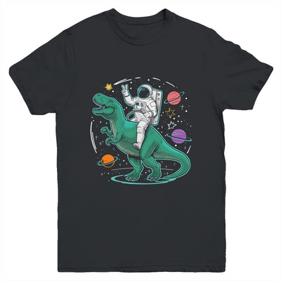 Astronaut On Dinosaur T-Rex Rock Space Rocker Boys Kids Youth Shirt | teecentury