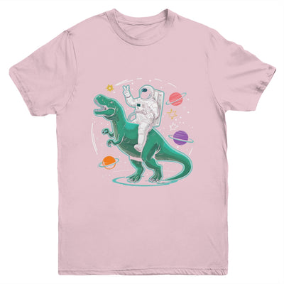 Astronaut On Dinosaur T-Rex Rock Space Rocker Boys Kids Youth Shirt | teecentury