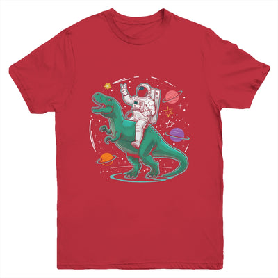 Astronaut On Dinosaur T-Rex Rock Space Rocker Boys Kids Youth Shirt | teecentury