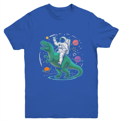 Astronaut On Dinosaur T-Rex Rock Space Rocker Boys Kids Youth Shirt | teecentury