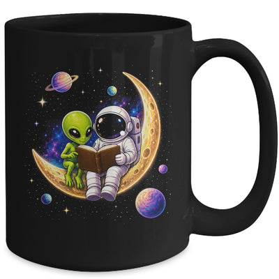 Astronaut Reading Book To Alien Moon Space Astronomy Galaxy Mug | teecentury