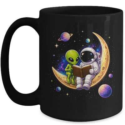 Astronaut Reading Book To Alien Moon Space Astronomy Galaxy Mug | teecentury