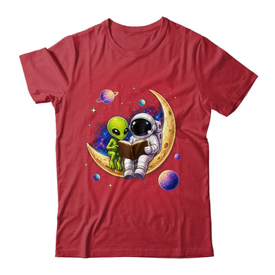 Astronaut Reading Book To Alien Moon Space Astronomy Galaxy Shirt & Hoodie | teecentury
