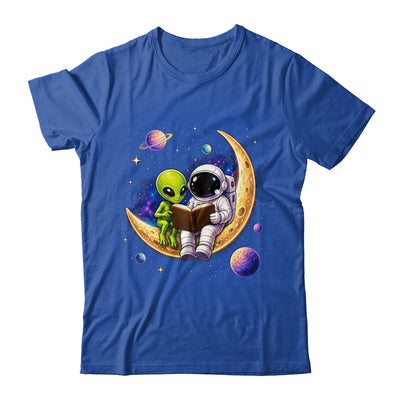 Astronaut Reading Book To Alien Moon Space Astronomy Galaxy Shirt & Hoodie | teecentury