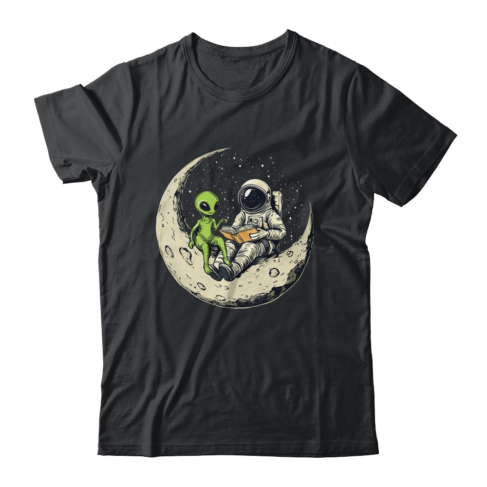 Astronaut Reading Book To Alien Moon Space Women Kids Men Shirt & Hoodie | teecentury