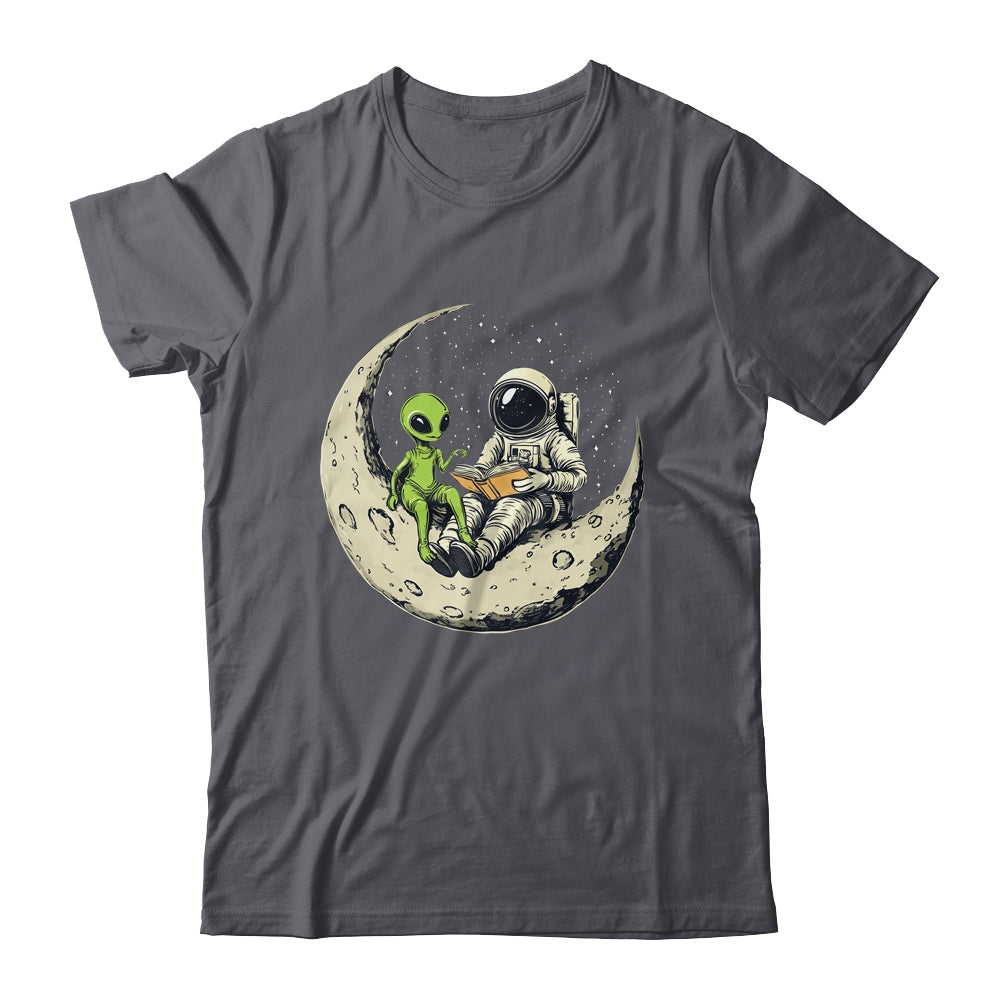 Astronaut Reading Book To Alien Moon Space Women Kids Men Shirt & Hoodie | teecentury