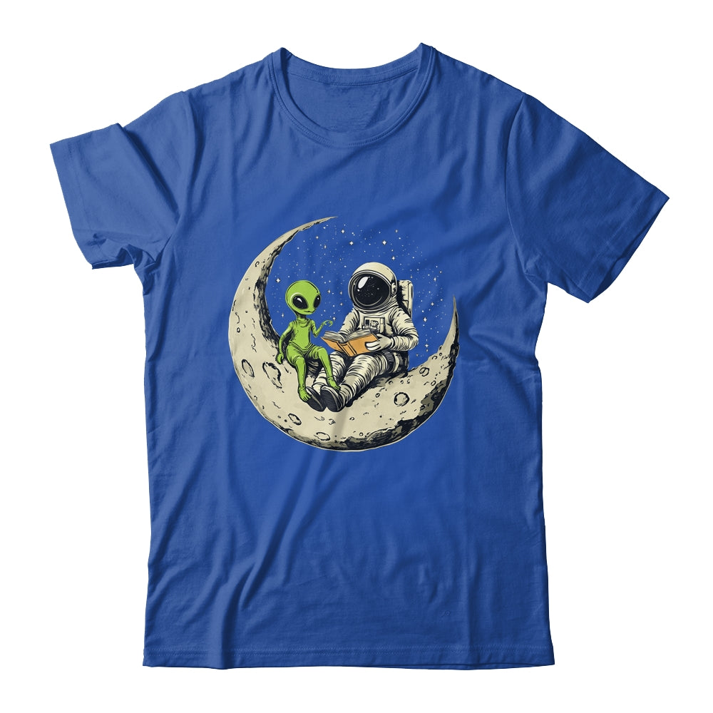 Astronaut Reading Book To Alien Moon Space Women Kids Men Shirt & Hoodie | teecentury