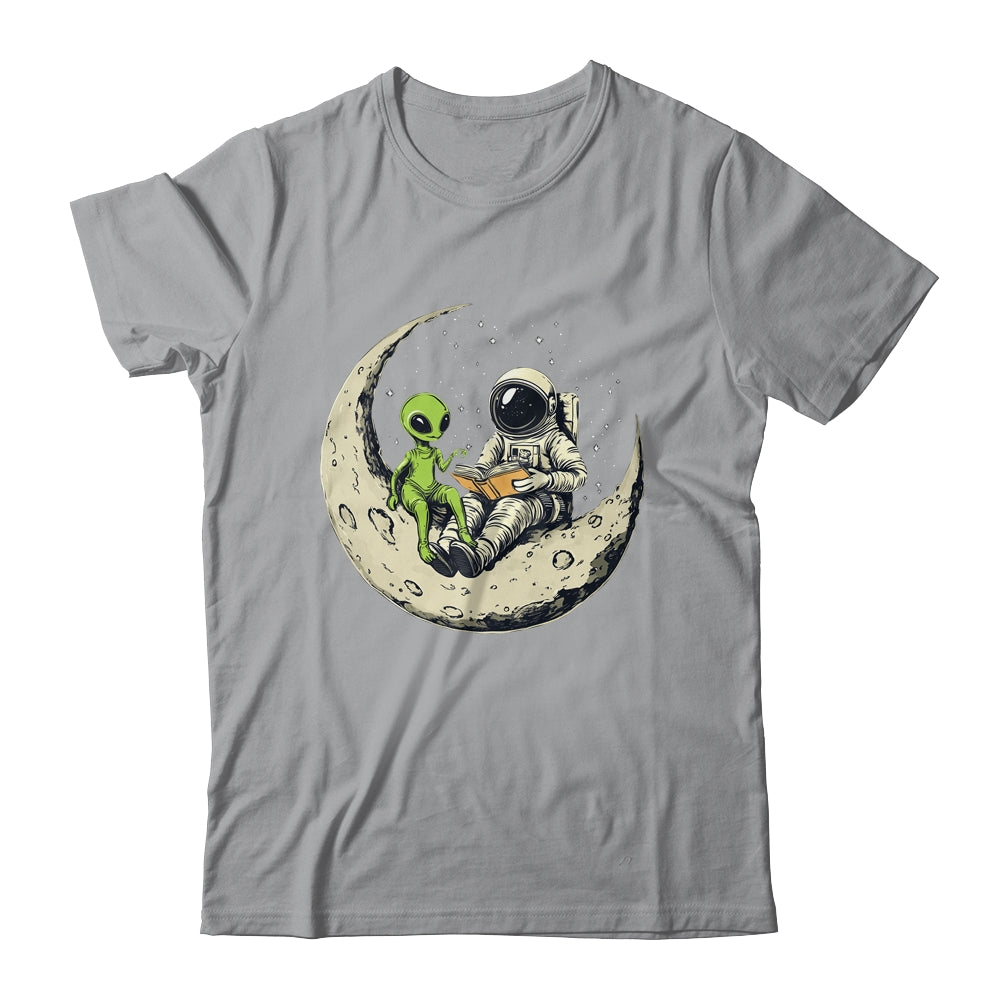 Astronaut Reading Book To Alien Moon Space Women Kids Men Shirt & Hoodie | teecentury