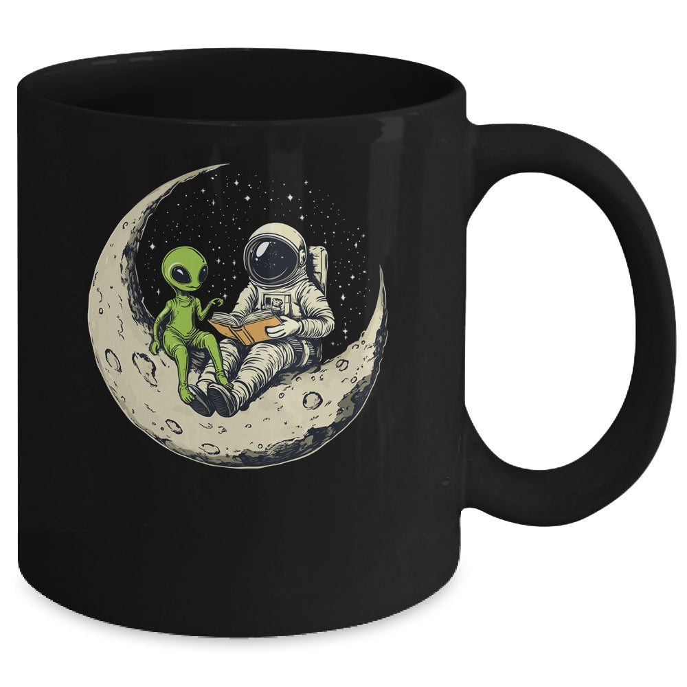 Astronaut Reading Book To Alien Moon Space Women Kids Men Mug | teecentury
