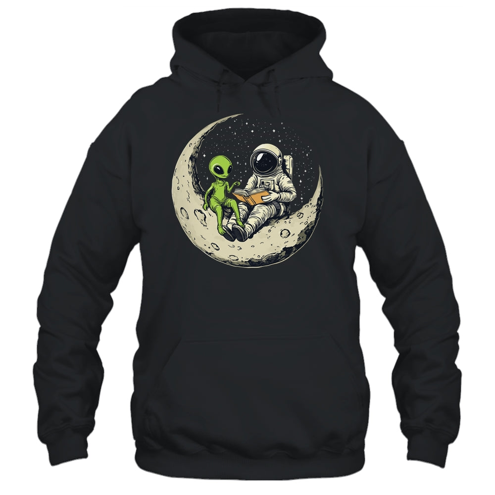 Astronaut Reading Book To Alien Moon Space Women Kids Men Shirt & Hoodie | teecentury