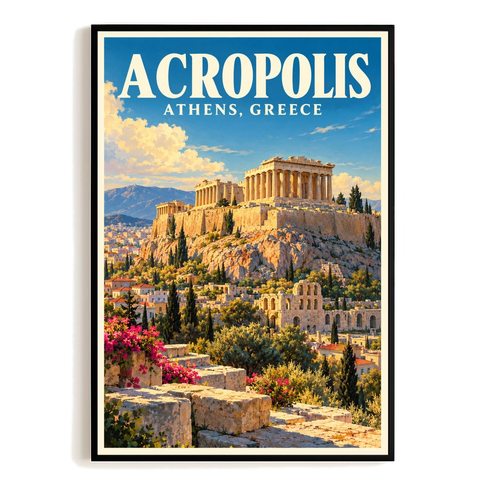 Athens Greece Acropolis Parthenon Souvenir Travel Poster Vintage Ancient Landmark Wall Art Print Classical Architecture Decor For Home Living Room Bedroom Gift Unframed | teecentury
