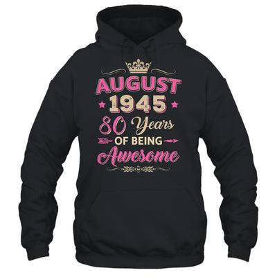 August 1945 80 Years Of Being Awesome Retro 80th Birthday Shirt & Tank Top | teecentury