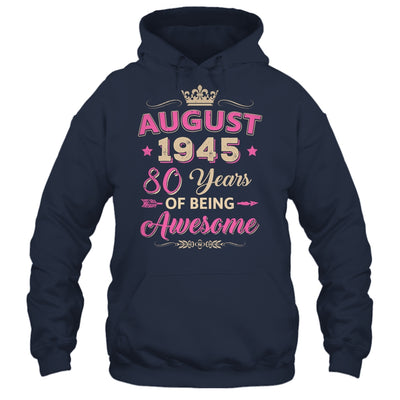 August 1945 80 Years Of Being Awesome Retro 80th Birthday Shirt & Tank Top | teecentury