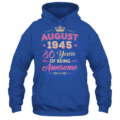 August 1945 80 Years Of Being Awesome Retro 80th Birthday Shirt & Tank Top | teecentury