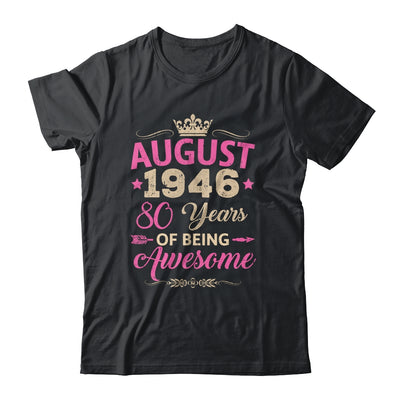 August 1946 80 Years Of Being Awesome Retro 80th Birthday Shirt & Tank Top | teecentury