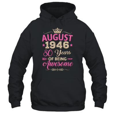 August 1946 80 Years Of Being Awesome Retro 80th Birthday Shirt & Tank Top | teecentury