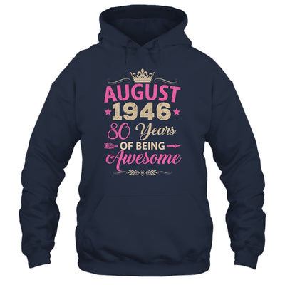 August 1946 80 Years Of Being Awesome Retro 80th Birthday Shirt & Tank Top | teecentury