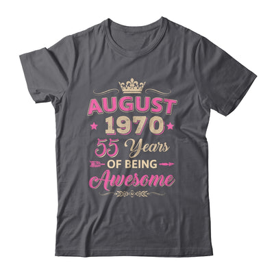 August 1970 55 Years Of Being Awesome Retro 55th Birthday Shirt & Tank Top | teecentury