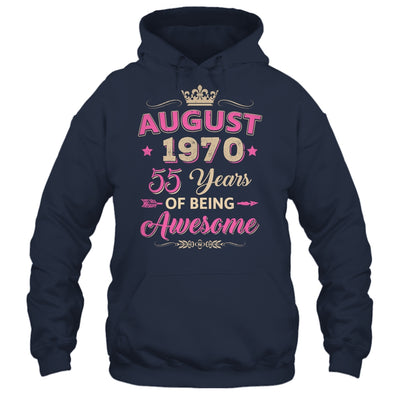 August 1970 55 Years Of Being Awesome Retro 55th Birthday Shirt & Tank Top | teecentury