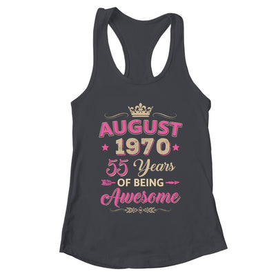 August 1970 55 Years Of Being Awesome Retro 55th Birthday Shirt & Tank Top | teecentury