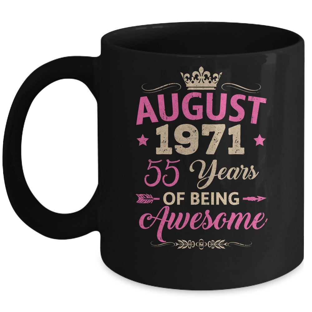August 1971 55 Years Of Being Awesome Retro 55th Birthday Mug | teecentury