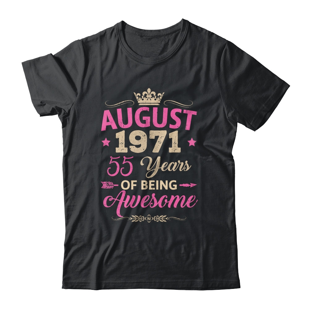 August 1971 55 Years Of Being Awesome Retro 55th Birthday Shirt & Tank Top | teecentury