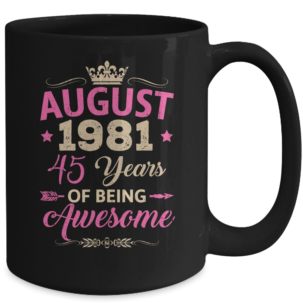 August 1981 45 Years Of Being Awesome Retro 45th Birthday Mug | teecentury