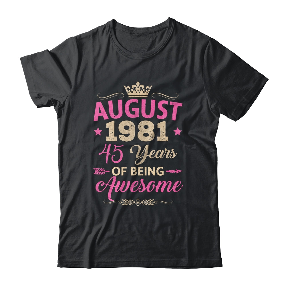 August 1981 45 Years Of Being Awesome Retro 45th Birthday Shirt & Tank Top | teecentury
