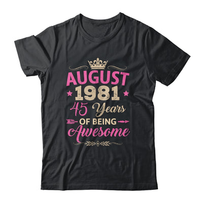 August 1981 45 Years Of Being Awesome Retro 45th Birthday Shirt & Tank Top | teecentury