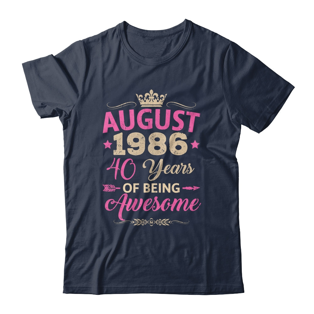 August 1986 40 Years Of Being Awesome Retro 40th Birthday Shirt & Tank Top | teecentury