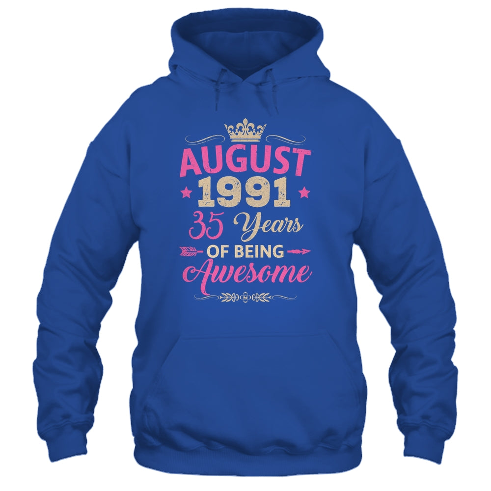 August 1991 35 Years Of Being Awesome Retro 35th Birthday Shirt & Tank Top | teecentury
