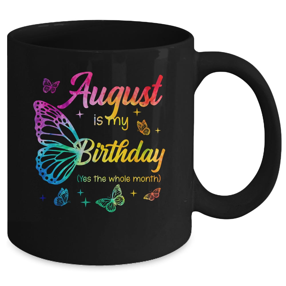 August Birthday For Women Girls Butterfly Tie Dye Theme Mug | teecentury