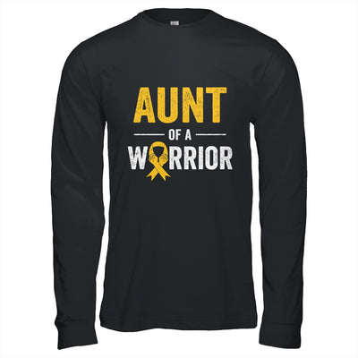 Aunt Of A Warrior Childhood Cancer Awareness Family Ribbon Shirt & Hoodie | teecentury