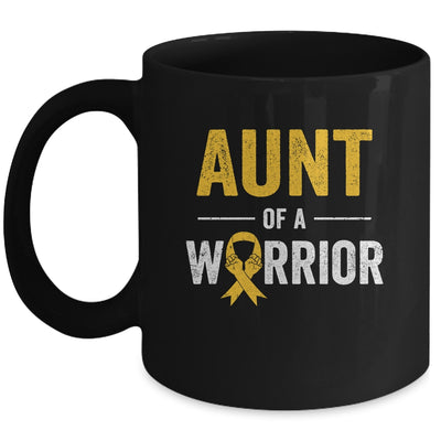 Aunt Of A Warrior Childhood Cancer Awareness Family Ribbon Mug | teecentury