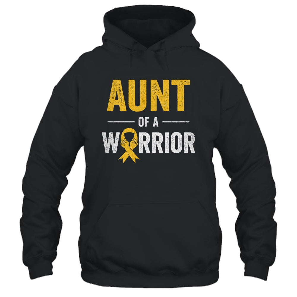 Aunt Of A Warrior Childhood Cancer Awareness Family Ribbon Shirt & Hoodie | teecentury